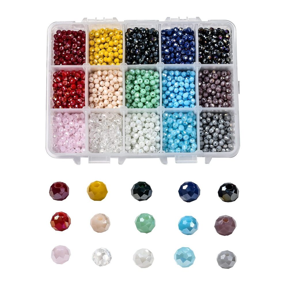 3984 3000Pcs/Box 15 Colors Electroplate Glass Beads Opaque Solid Color AB